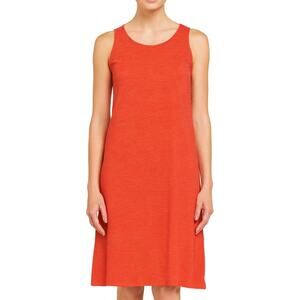 Eileen Fisher Orange/Red Striped Linen Tank Dress size Small